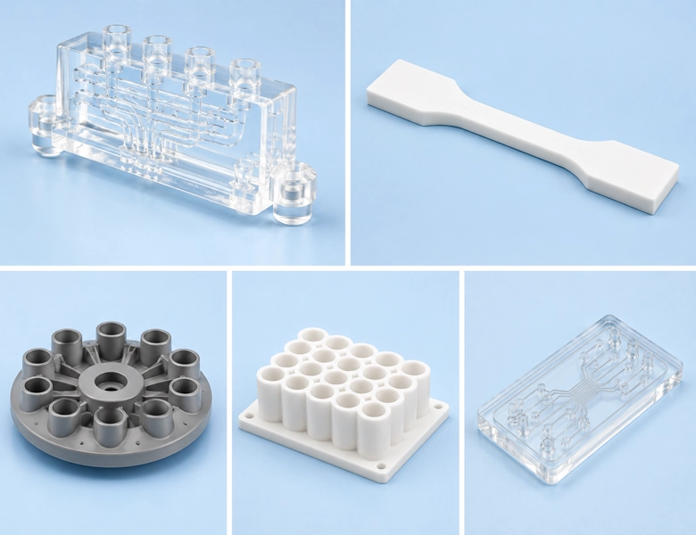 Printed prototype testing holders and fluid flow components designed for experimental medical device validation