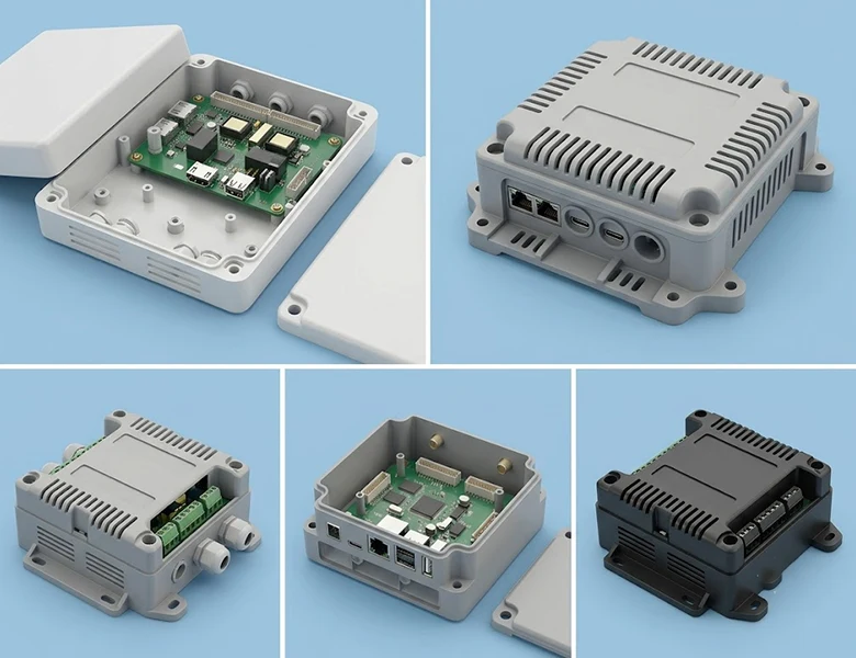 Precision 3D printed plastic PCB electronic enclosure housing printed circuit boards