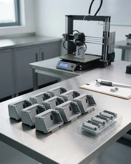 Low volume 3D printed plastic enclosures customized for rapid product prototyping builds