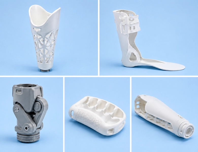 Custom 3D printed orthotic brace fitted to a patient's limb for improved mobility and long-term comfort
