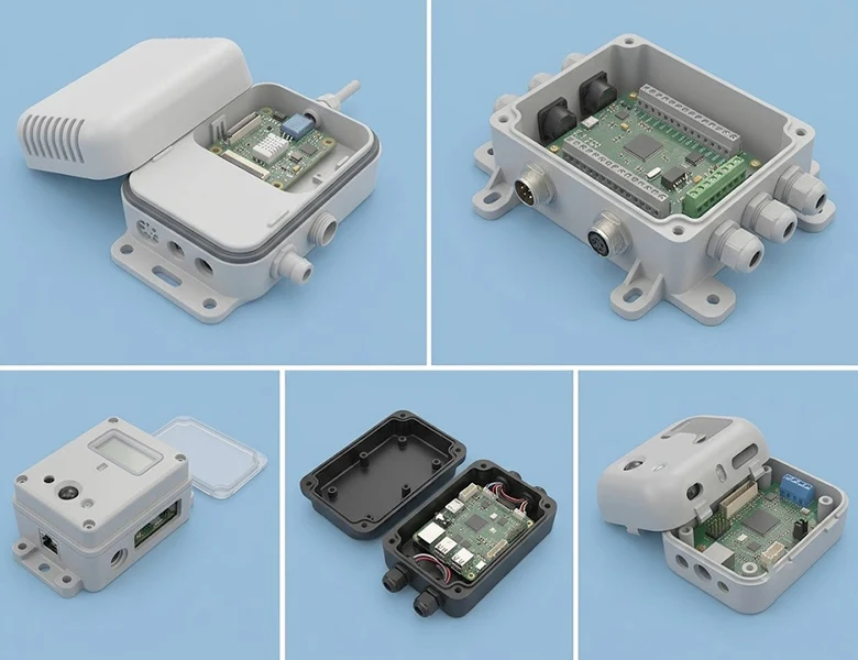 Custom 3D printed protective plastic enclosure engineered for electronic sensor modules
