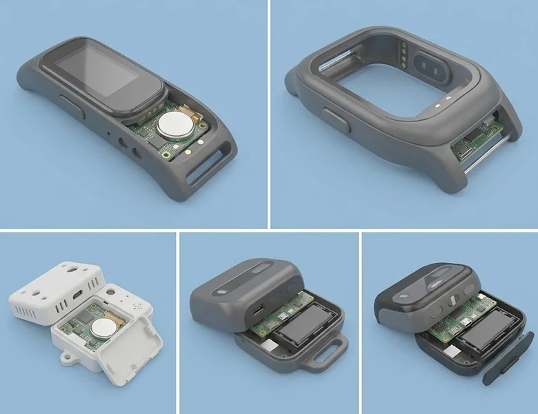 Compact ergonomic plastic enclosure prototype manufactured for wearable tech devices